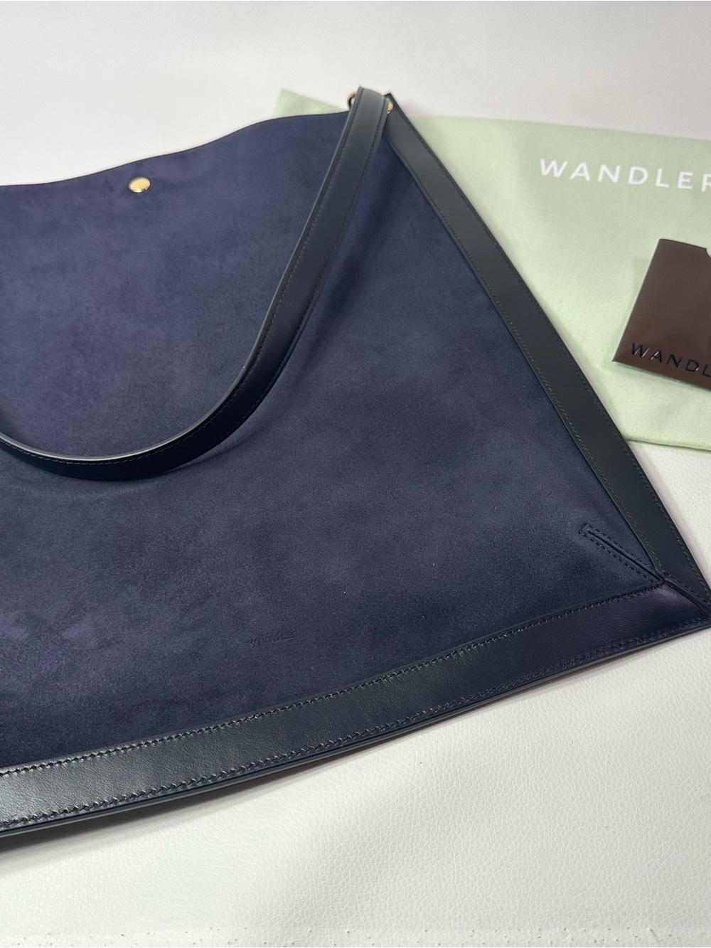 NEW WANDLER PENNY LEATHER SUEDE TOTE BAG BLUE - Picture 4 of 6